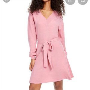 Sequin Hearts Pink A-Line Tie Waist Sweater Dress, NWT, Size XXL